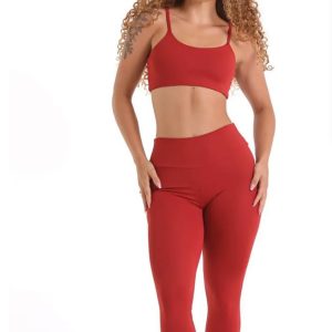 Conjunto Legging e Top Alça Fina - Vermelho Rubi